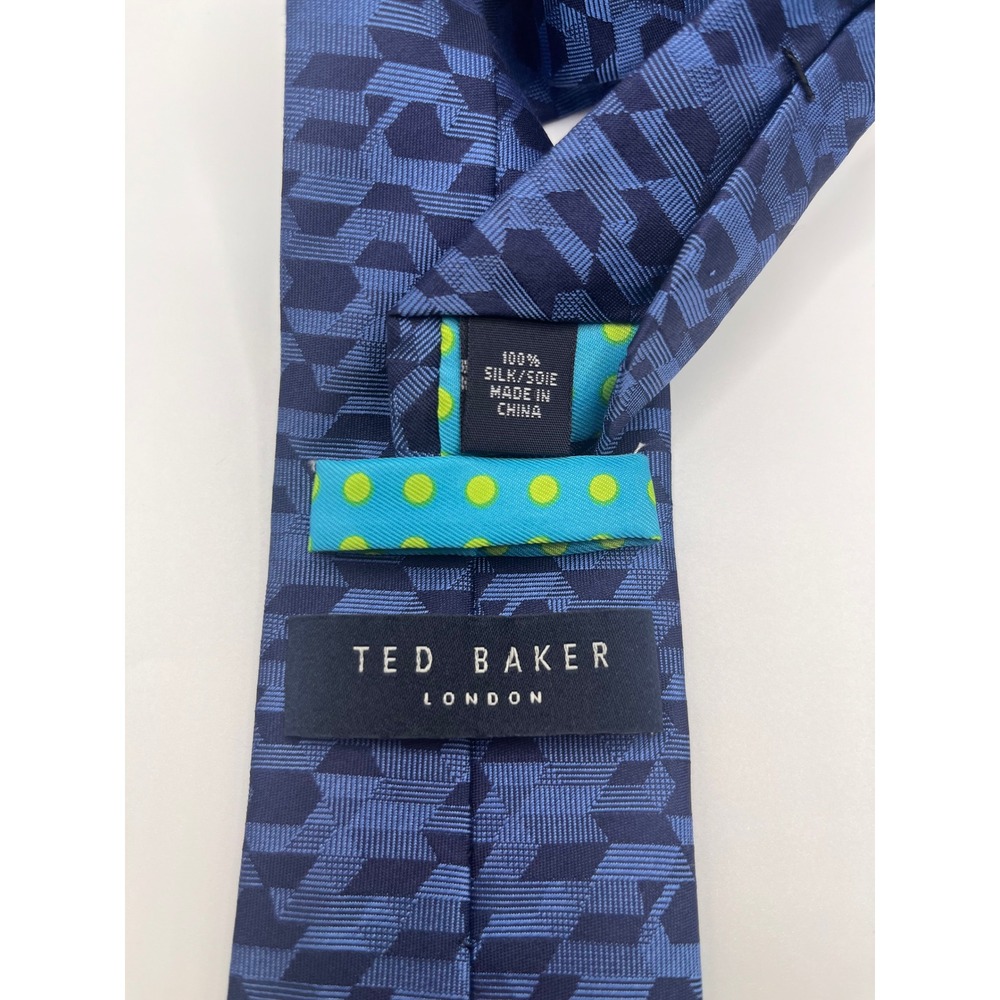 Ted Baker London Blue Geometric Silk Tie Mens - Picture 4 of 5